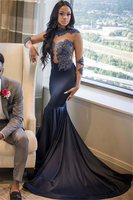 Elegant Mermaid Appliques 3/4 Sleeves Long Prom Dress