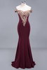 Elegant Mermaid Off-The-Shoulder Floor-Length Mermaid Appliques Zipper Prom Dress
