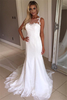 Elegant Mermaid Sleeveless Wedding Gowns Lace Appliques Bridal Dresses
