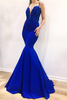 Elegant Mermaid Spaghetti Straps Sleeveless Appliques Evening Dresses