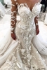 Elegant New Arrival Beautiful Lace Appliques Mermaid Wedding Dresses Long Sleeve Online Bridal Gowns BA9786