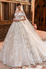 Elegant Off Shoulder Tulle Wedding Dresses 2021 Puffy 3d-Flowers Bridal Gowns