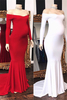 Elegant Off The Shoulder Long Sleeve Pregnant Mermaid Long Prom Dresses