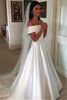 Elegant Off The Shoulder Wedding Dresses Bowknot Sexy Sleeveless Bridal Gowns
