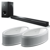 Yamaha MusicCast Bar 400 Soundbar Sub + 2x MusicCast 50 Wireless Speakers - Wht