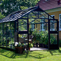Aluminium & Black Premium Greenhouse & Base - 4.39m x 2.96m