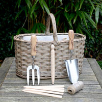Antique Wash Gardening Basket with Tools