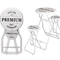 Bar Table with Stools - White