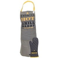 BBQ Apron and Kitchen Glove - Grey/Yellow