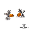 Bumble Bee Cufflinks in Silver and Cognac Amber