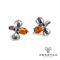 Bumble Bee Cufflinks in Silver and Cognac Amber