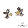 Bumble Bee Cufflinks in Silver and Yellow Amber