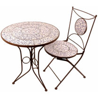 Ceramic Table and Two Ceramic Chairs