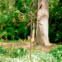 Dual Spinner Bronze Leaf Kinetic Art Windmill