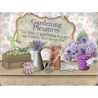 Gardening Pleasures Metal Sign