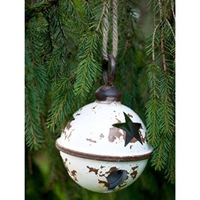 Giant Metal Bauble with Star Design - White