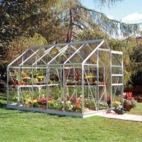 Halls Aluminium Popular Greenhouse with Hort. Glass + Greenhouse Base - 6