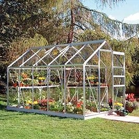 Halls Aluminium Popular Greenhouse with Hort. Glass + Greenhouse Base - 6