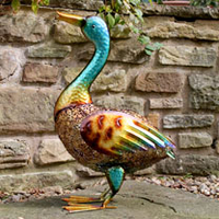 Hand Painted Metal Duck - Blue Head