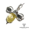 Large Bumble Bee Necklace in Silver and Yellow Amber