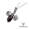 Miniature Bumble Bee Necklace in Silver and Cherry Amber
