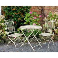 Old Rectory Round Table and 2 Folding Chairs - Cream