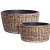 Set of Two Poly Rattan Round Plant Pots