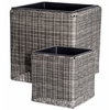 Set of Two Poly Rattan Square Plant Pots