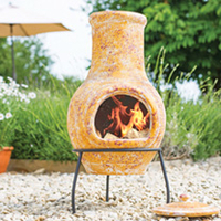 Small Clay Yellow Chimenea