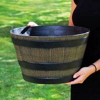 Small Wooden Barrel Effect Planter