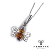 Tiny Honey Bee Necklace in Silver and Cognac Amber