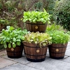 Wooden Barrel Planter LARGE - Burnt Oak (Pair)