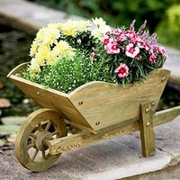 Wooden Wheelbarrow Planter