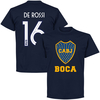 Boca CABJ Crest De Rossi 16 T-Shirt - Navy (2019-2020 Style Back Print) - XXL