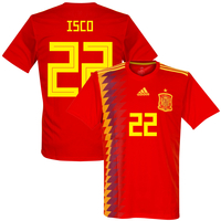Spain Home Isco 22 Shirt 2018 2019 (Fan Style Printing) - S