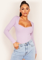 Aaliyah Lilac Bust Cup Bandage Rib Bodysuit