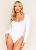 Aaliyah White Bust Cup Bandage Rib Bodysuit