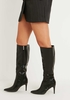 Abby Black Croc Print Knee High Stiletto Boots