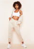 Abigail Beige Stripe Side Zip Up Loungewear Set