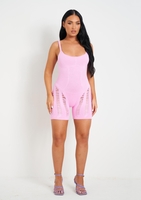 Adalynn Pink Laddered Knitted Playsuit