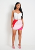 Addilyn Pink And Red Colour Block Mini Skirt