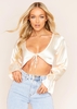 Adelina Champagne Satin Tie Detail Crop Top