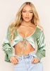 Adelina Sage Satin Tie Detail Crop Top