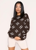 Adrianna Chocolate Logo Oversized Knitted Jumper