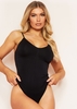 Adrienne Black Seamless Strap Plunge Bodysuit