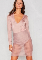 Aleta Rose Pink Sheer Bodycon Mini Skirt