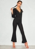Ally Black Ribbed Contrast V Neck Jumpsuit