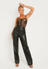 Aneeyah Black PU Straight Leg Trousers
