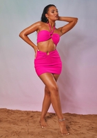 Anika Pink Textured Mini Skirt With Ring
