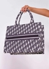 Aniyah Large Cream And Blue Jacquard Print Bag